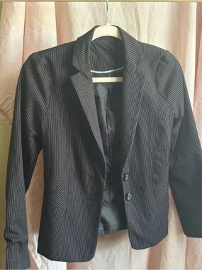 Classic Black Pinstripe Women's Blazer - Tailored Style